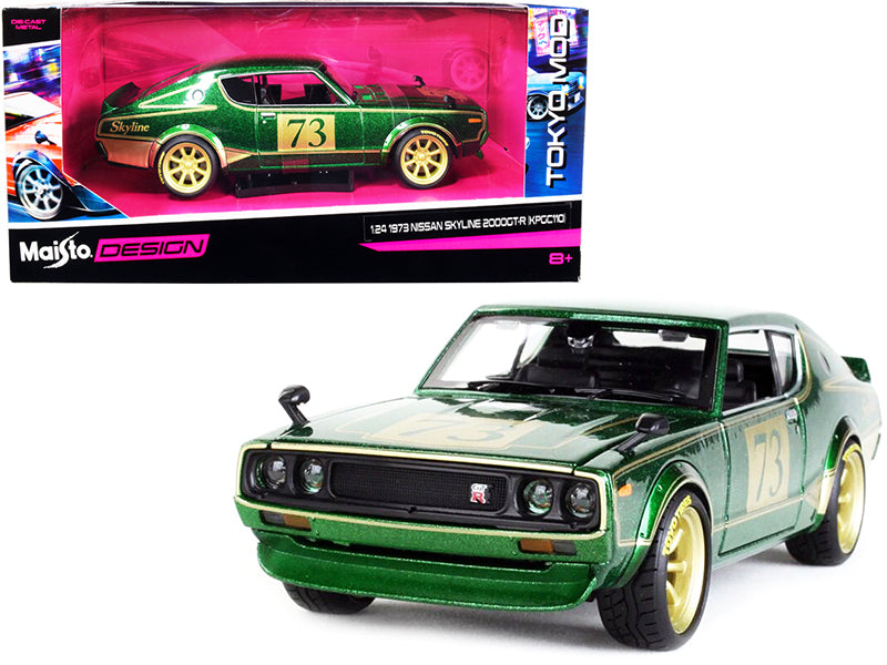 1973 Nissan Skyline 2000GT-R (KPGC110) #73 Green 1/24 Diecast Model Car - Maisto