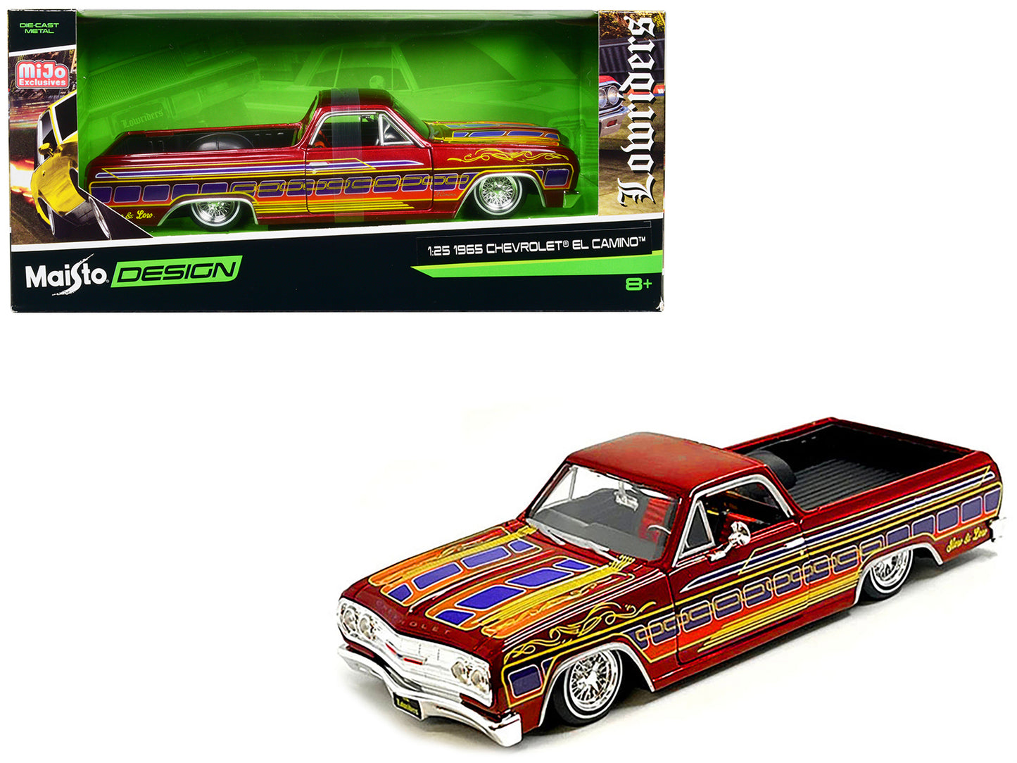 Maisto 1965 Chevrolet El Camino Lowrider Candy Red Metallic with Graphics "Lowriders" Series 1/25 Diecast Model Car by <h2>1965 Maisto</h2> <p>High-quality perfect for collectors and enthusiasts. Feat