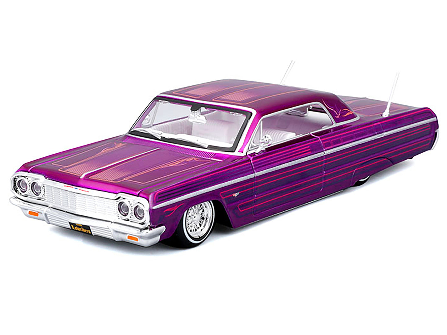 Maisto 1964 Chevrolet Impala SS Lowrider Candy Purple with Graphics and White Interior "Lowriders" "Maisto Design" Series 1/26 Diecast Model Car by <h2>1964 Maisto</h2> <p>High-quality perfect for col