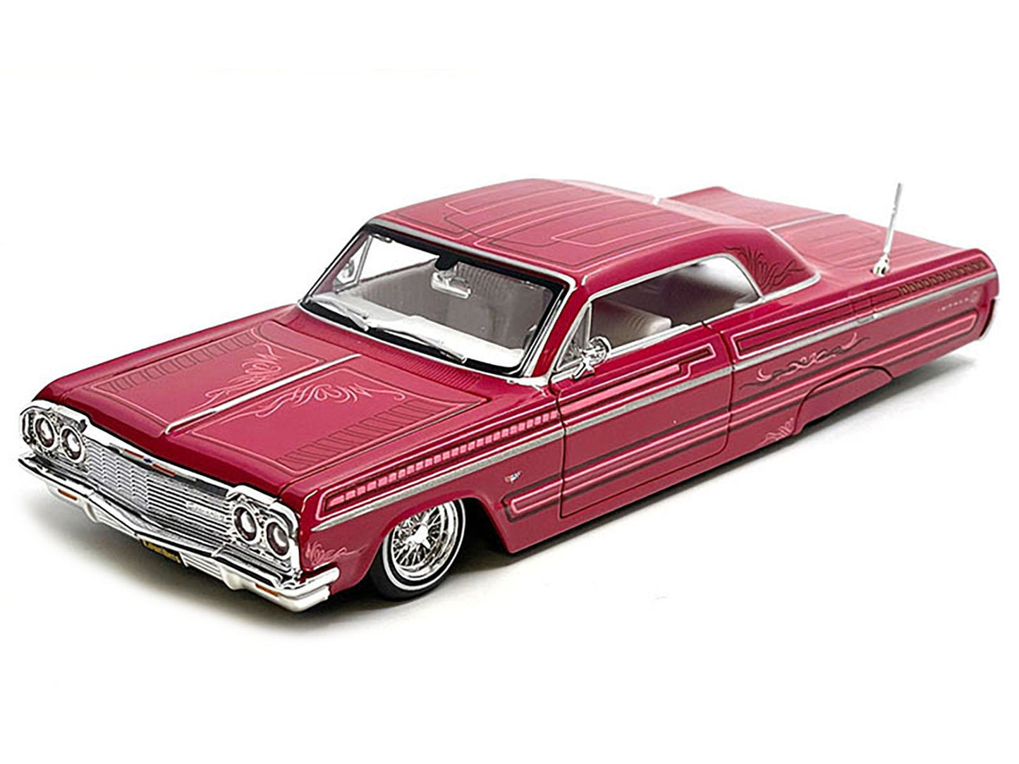 Maisto 1964 Chevrolet Impala SS Lowrider Pink with Graphics and White Interior "Lowriders" "Maisto Design" Series 1/26 Diecast Model Car by <h2>1964 Maisto</h2> <p>High-quality perfect for collectors