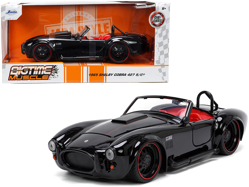 1965 Shelby Cobra 427 S/C Black with Matt and Red Stripes Interior "Bigtime Muscle" Series 1/24 Diecast Model Car by Jada <h2>1965 Jada</h2> <p>High-quality perfect for collectors enthusiasts. Feature