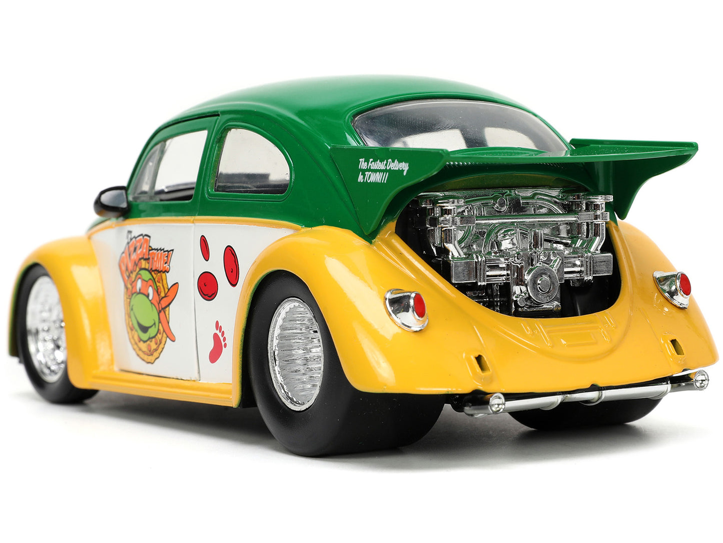 1959 Volkswagen Drag Beetle Green and Yellow Michelangelo Diecast Figure "Teenage Mutant Ninja Turtles" "Hollywood Rides" Series 1/24 Model Car by Jada <h2>1959 Jada</h2> <p>High-quality perfect for c