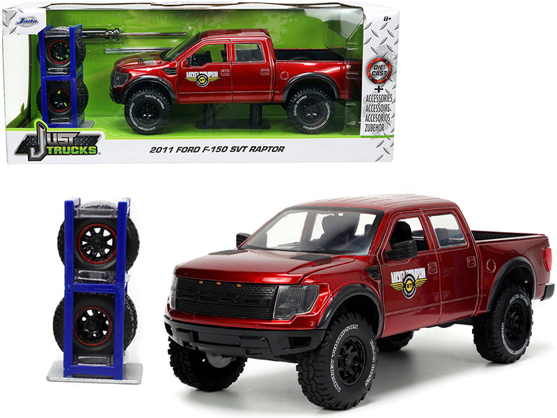 2011 Ford F-150 SVT Raptor Pickup Truck Candy Red Metallic "Mickey Thompson Tires & Wheels" with Extra Wheels "Just Trucks" Series 1/24 Diecast Model Car by Jada <h2>2011 Jada</h2> <p>High-quality per