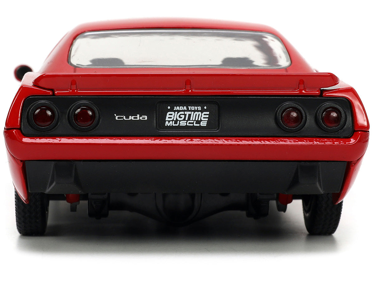 1973 Plymouth Barracuda Red with Black Stripes "Bigtime Muscle" Series 1/24 Diecast Model Car by Jada <h2>1973 Jada</h2> <p>High-quality perfect for collectors and enthusiasts. Features detailed inter