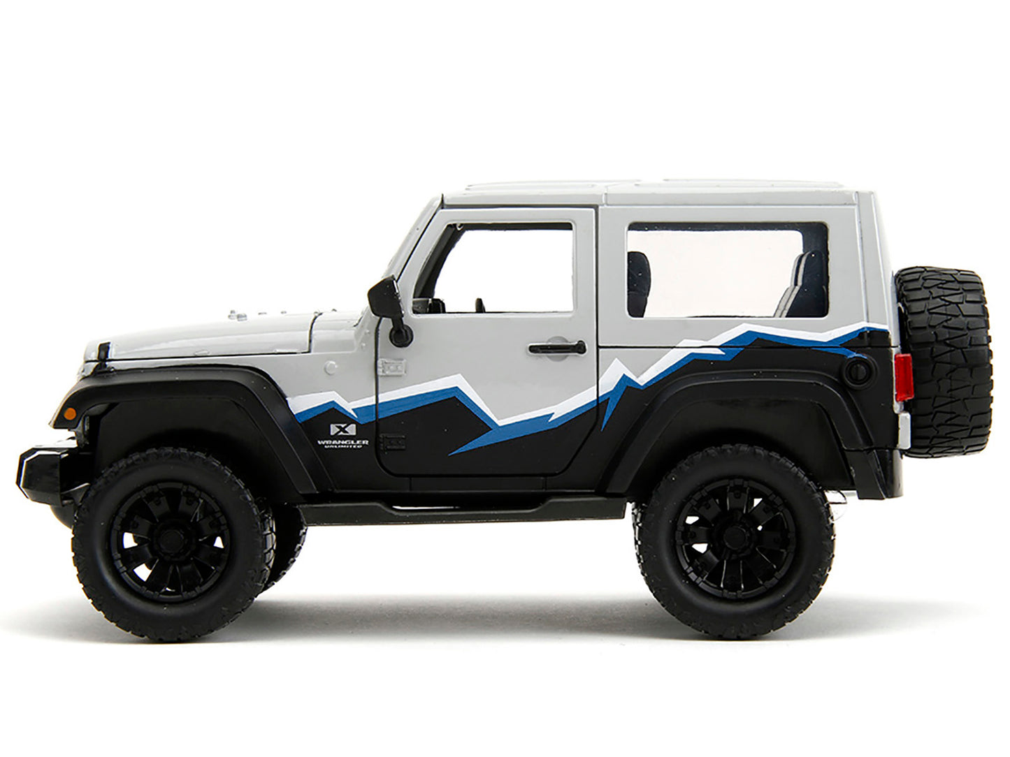 2007 Jeep Wrangler Gray and Black with Blue White Stripes Extra Wheels "Just Trucks" Series 1/24 Diecast Model Car by Jada <h2>2007 Jada</h2> <p>High-quality perfect for collectors enthusiasts. Featur