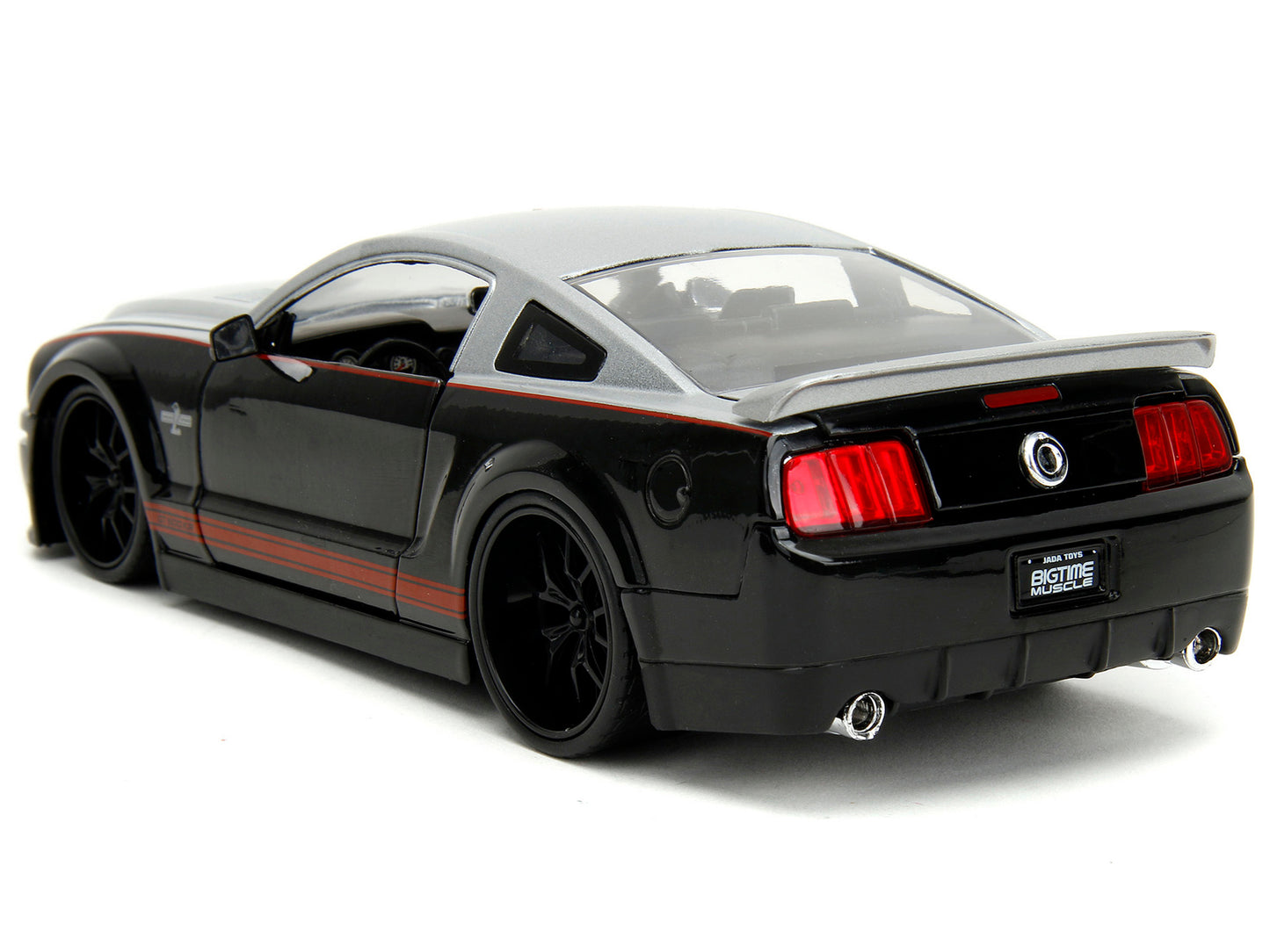 2008 Ford Shelby Mustang GT-500KR Silver and Black with Red Stripes "Bigtime Muscle" Series 1/24 Diecast Model Car by Jada <h2>2008 Jada</h2> <p>High-quality perfect for collectors enthusiasts. Featur
