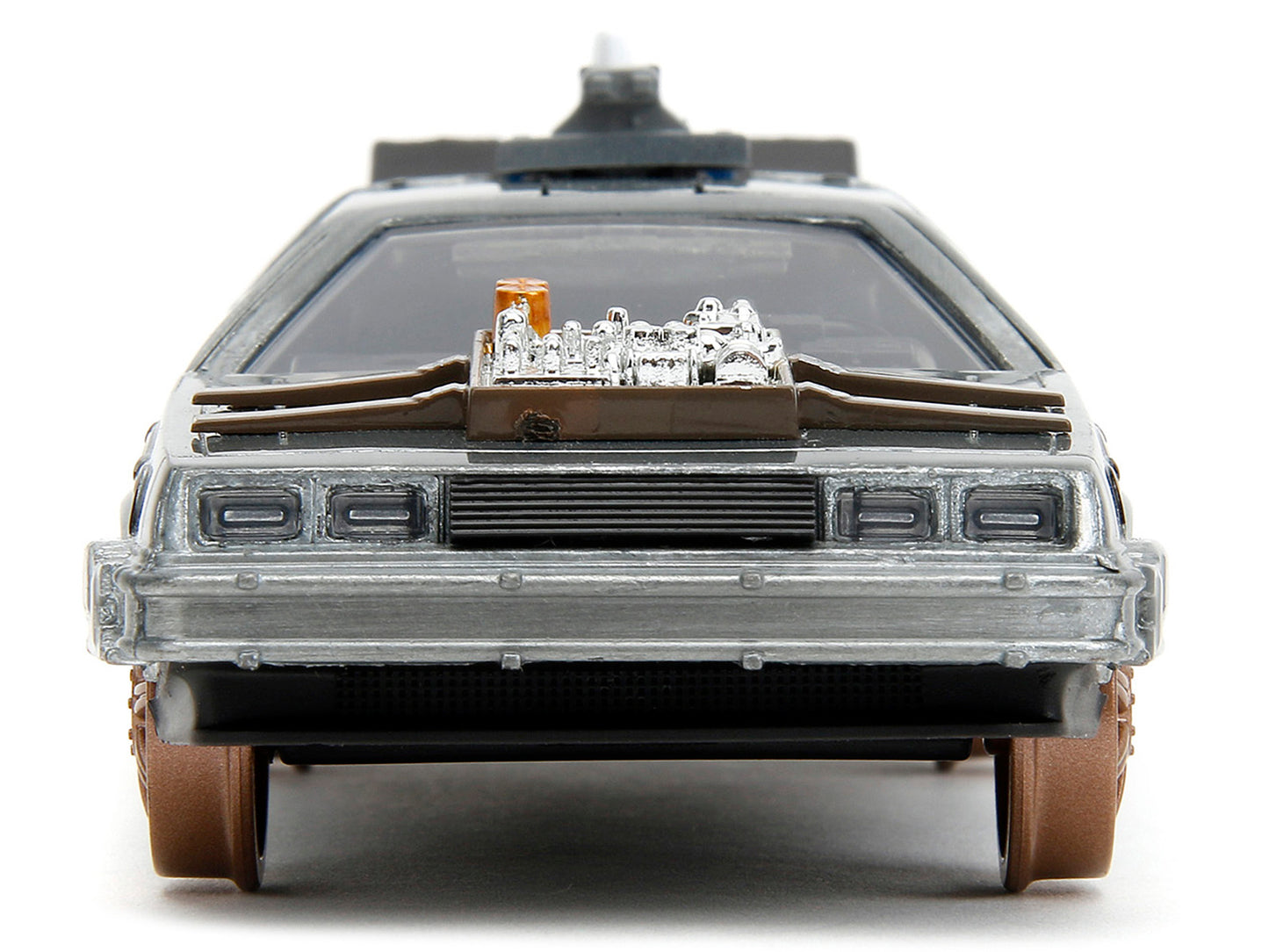 DeLorean DMC (Time Machine) Brushed Metal Train Wheel Version "Back to the Future Part III" (1990) Movie "Hollywood Rides" Series 1/32 Diecast Model Car by Jada <h2>DeLorean Jada</h2> <p>High-quality