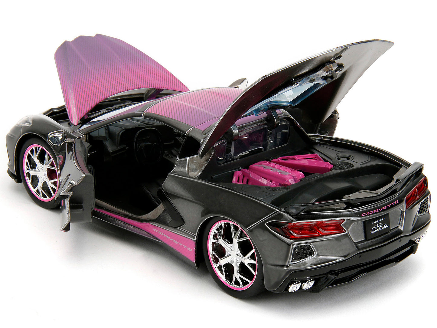 2020 Chevrolet Corvette Stingray Gray Metallic with Pink Carbon Hood and Top "Pink Slips" Series 1/24 Diecast Model Car by Jada <h2>2020 Jada</h2> <p>High-quality perfect for collectors enthusiasts. F