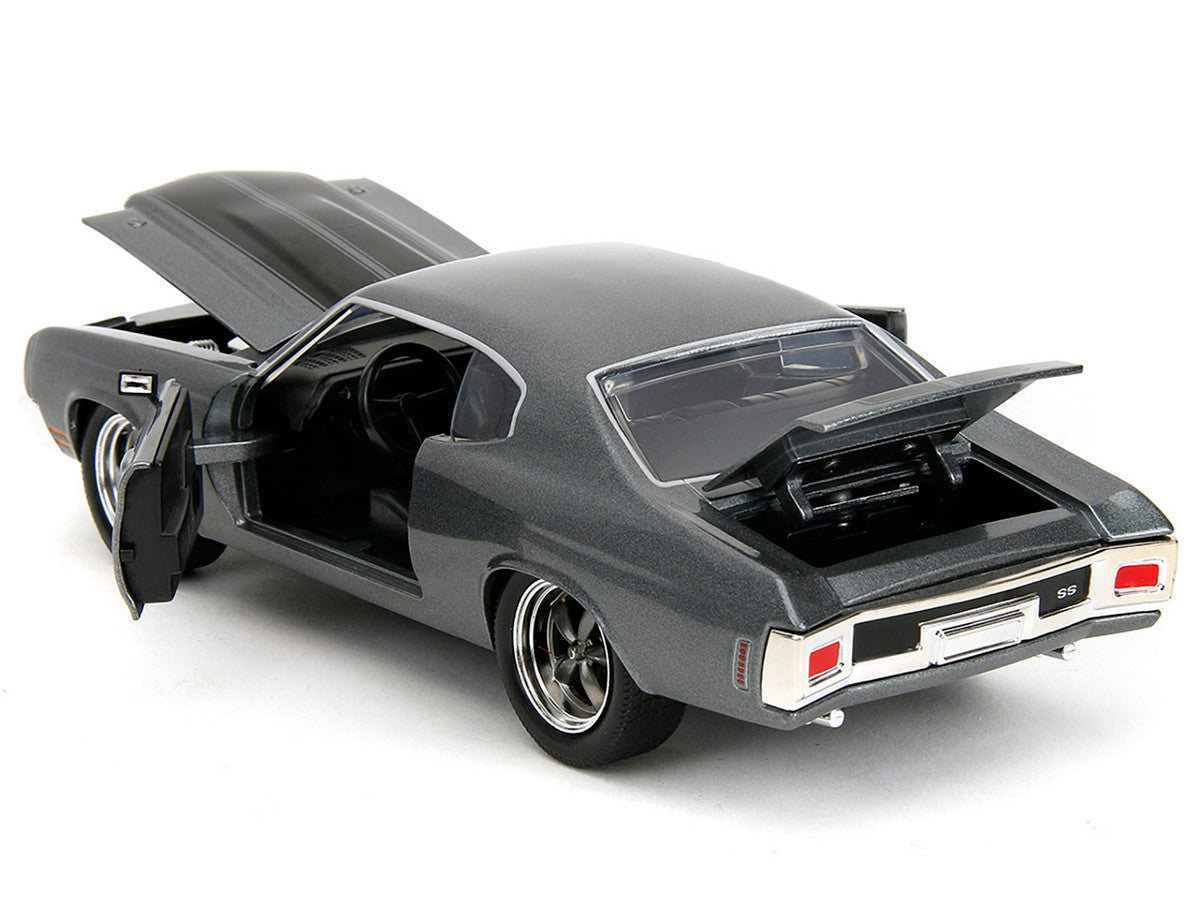 1970 Chevrolet Chevelle SS Gray Metallic with Black Stripes "Fast & Furious" (2009) Movie "Fast & Furious 25th Anniversary" Series 1/24 T&y Diecast Model Car by Jada