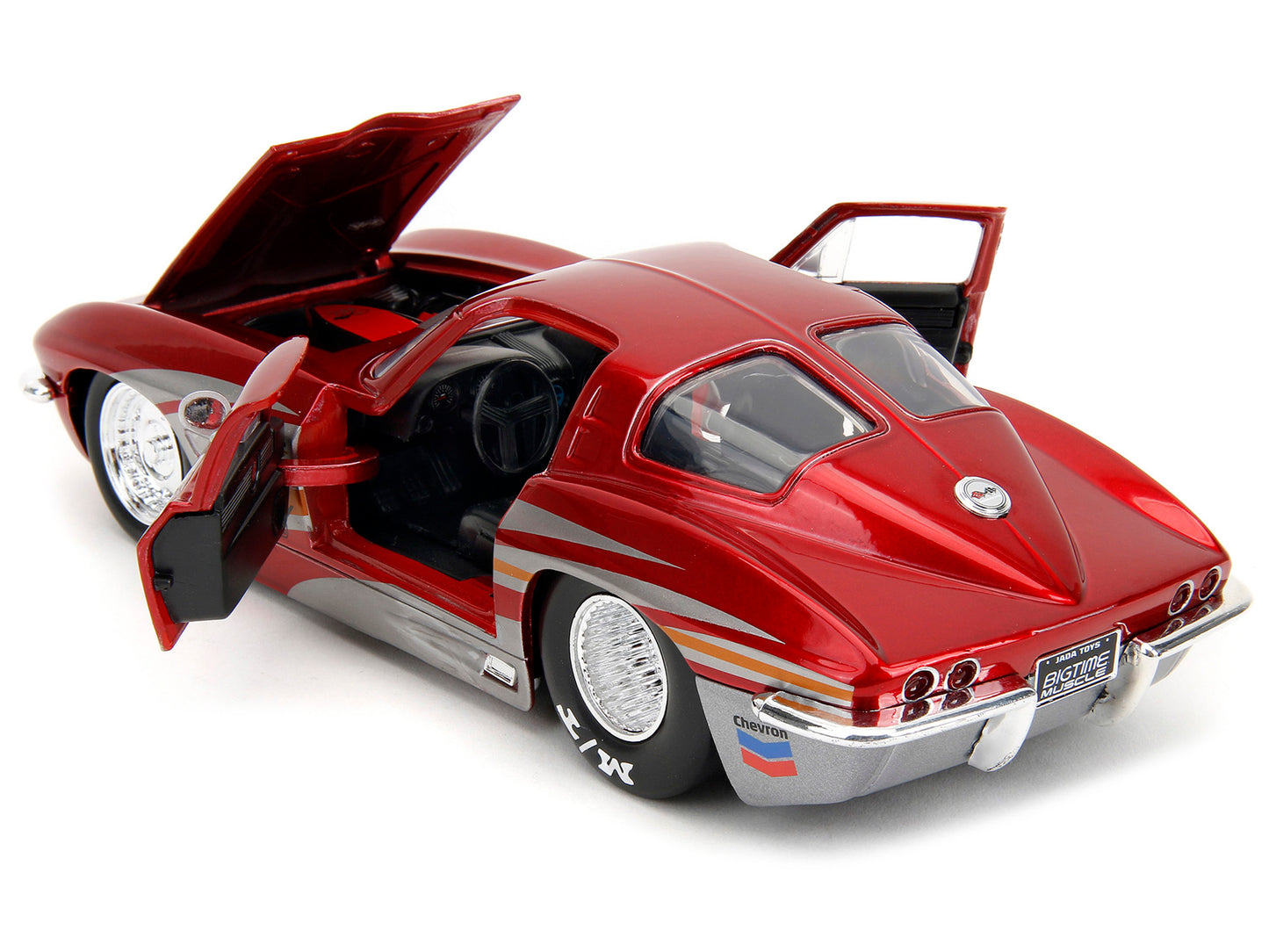 1963 Chevrolet Corvette Stingray Red Metallic with Silver Graphics "Bigtime Muscle" Series 1/24 Diecast Model Car by Jada <h2>1963 Jada</h2> <p>High-quality perfect for collectors and enthusiasts. Fea