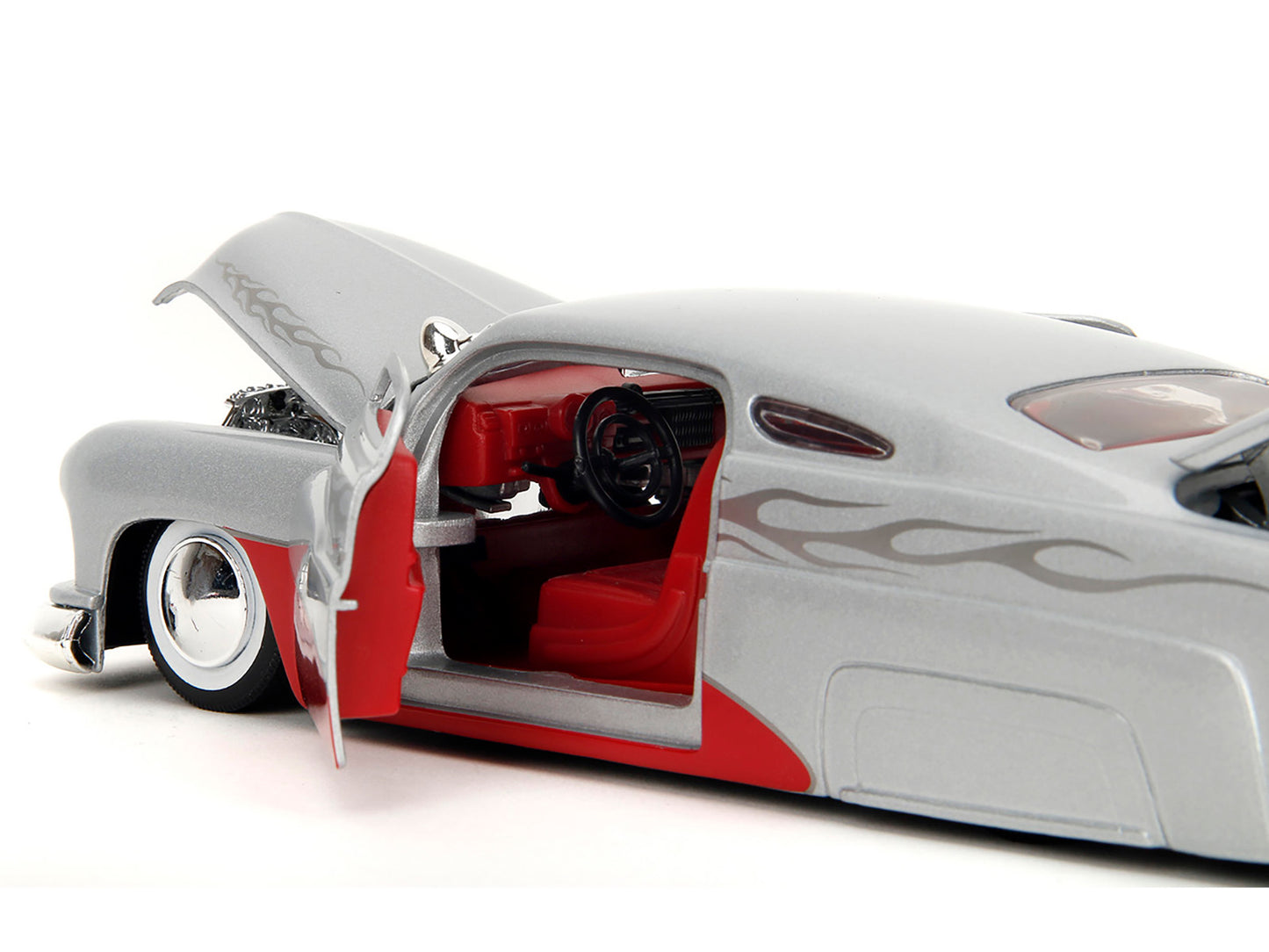 1951 Mercury Silver Metallic and Red with Flame Graphics Interior "Bigtime Muscle" Series 1/24 Diecast Model Car by Jada <h2>1951 Jada</h2> <p>High-quality perfect for collectors enthusiasts. Features