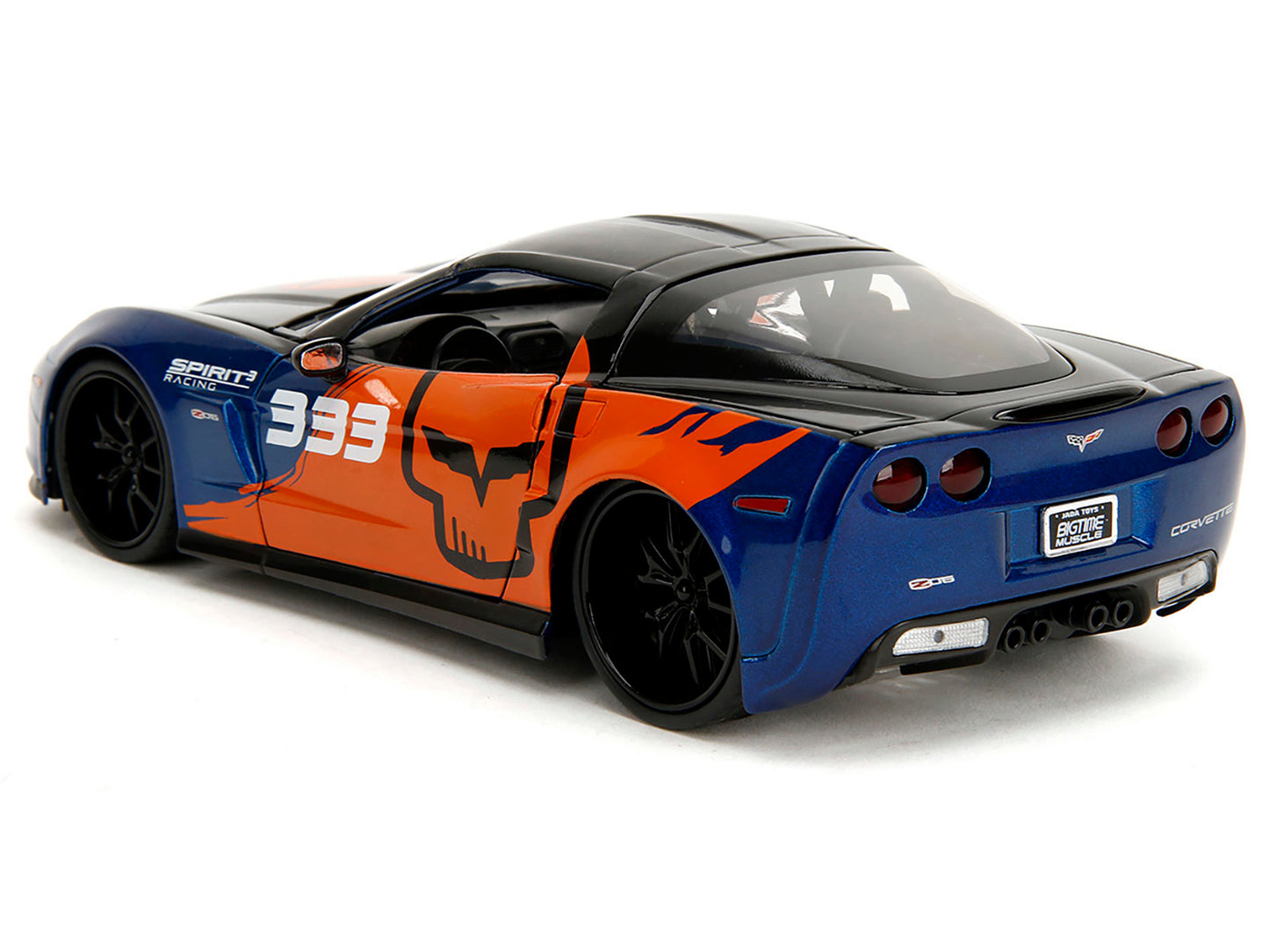 2006 Chevrolet Corvette Z06 #333 "Spirit Racing" Blue Metallic and Orange with Black Hood Top "Bigtime Muscle" Series 1/24 Diecast Model Car by Jada <h2>2006 Jada</h2> <p>High-quality perfect for coll