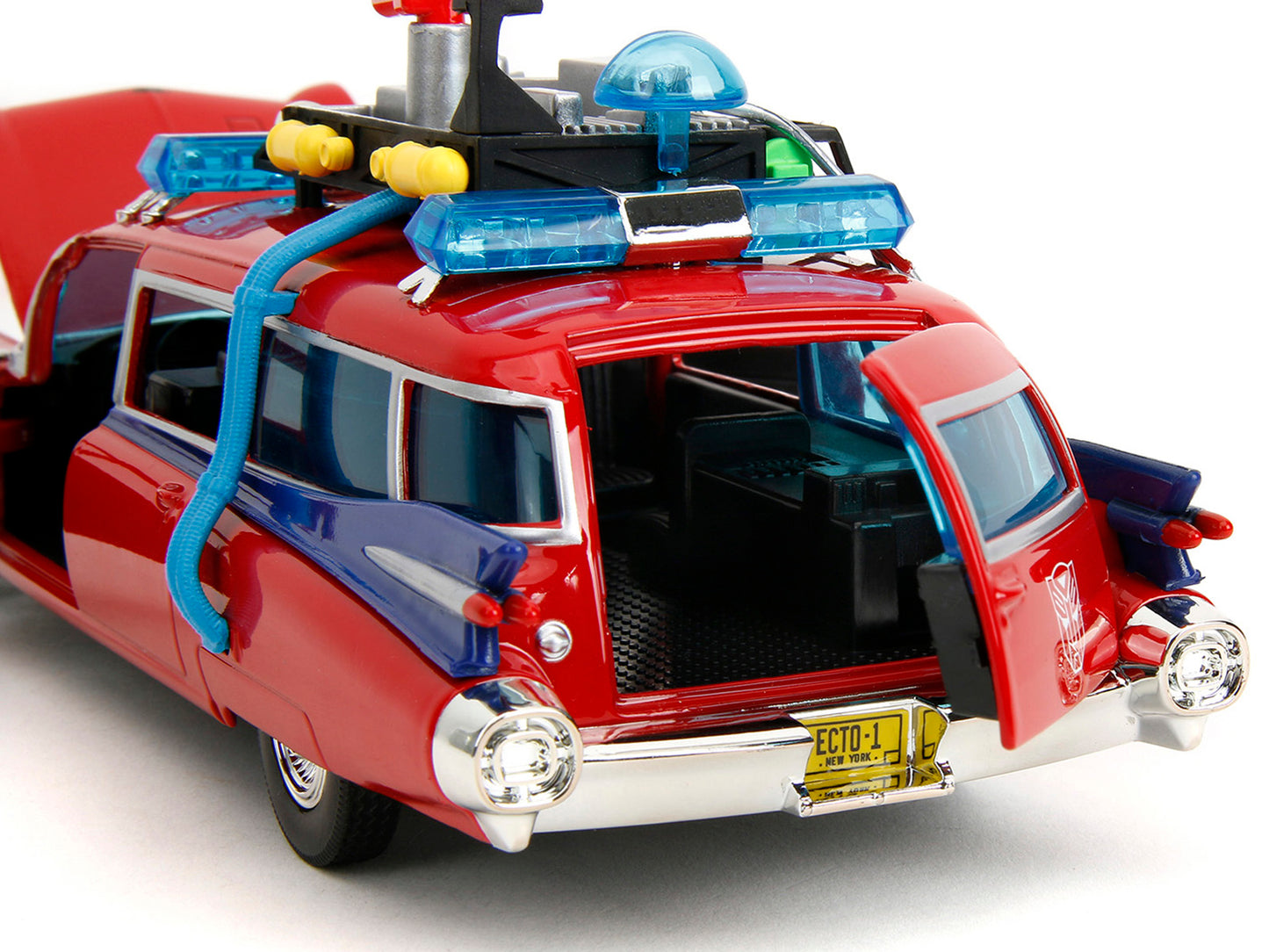 1959 Cadillac Ambulance Ecto-1 Red "Transformers" TV Series - "Ghostbusters" (1984) Movie Crossover "Hollywood Rides" 1/24 Diecast Model Car by Jada <h2>1959 Jada</h2> <p>High-quality perfect for coll
