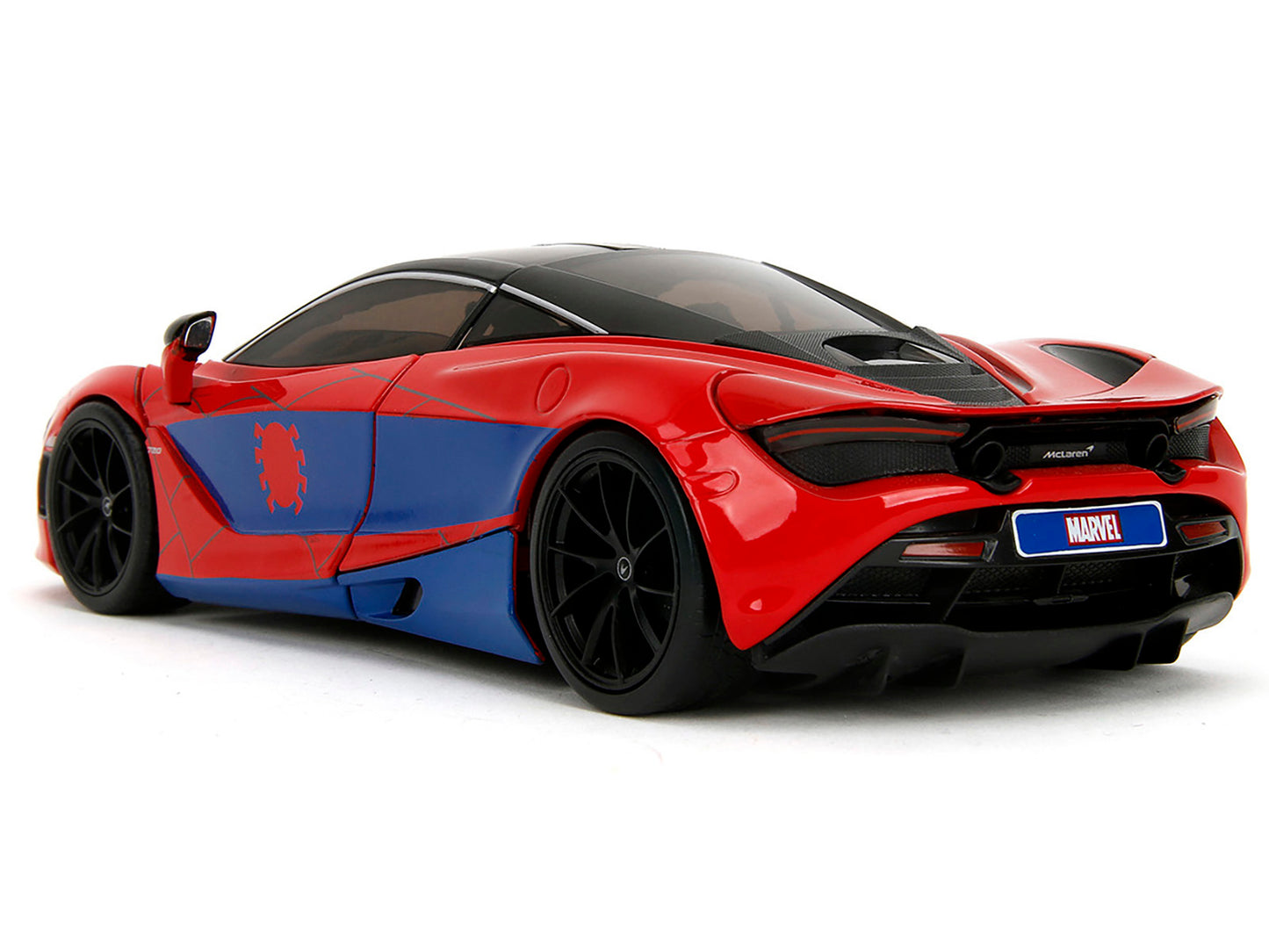 McLaren 720S Red and Blue with Black Top Graphics Spider-Man Diecast Figure "Marvel Spider-Man" "Hollywood Rides" Series 1/24 Model Car by Jada <h2>McLaren Jada</h2> <p>High-quality perfect for collec