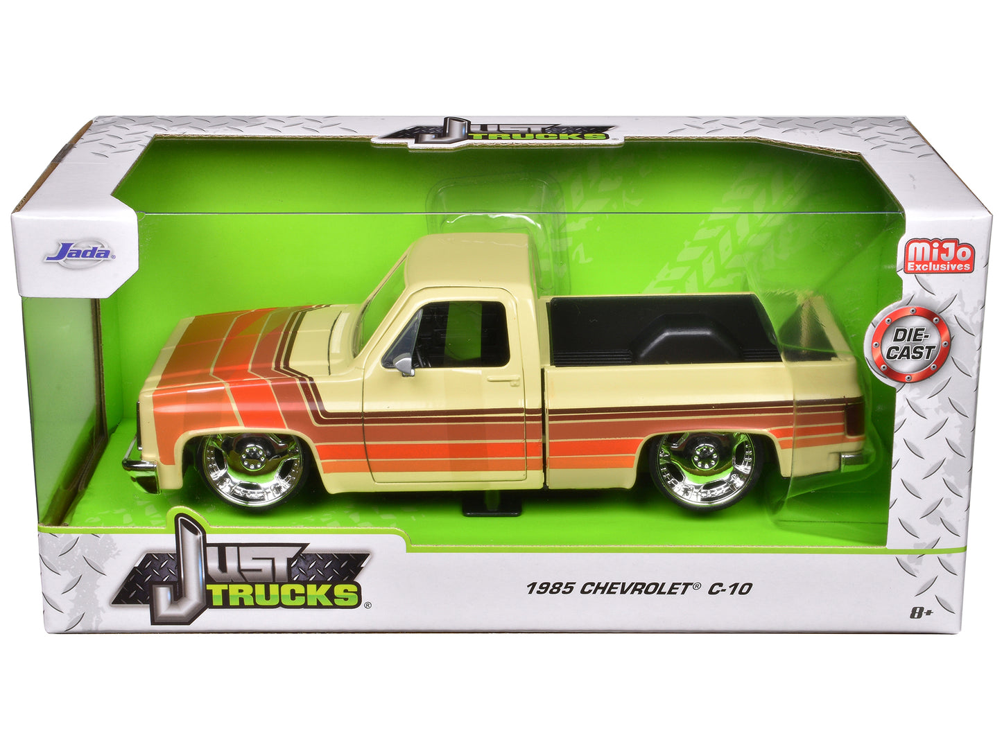 1985 Chevrolet C-10 Pickup Truck Beige with Stripes and Lowenhart Wheels "Just Trucks" Series 1/24 Diecast Model Car by Jada <h2>1985 Jada</h2> <p>High-quality perfect for collectors enthusiasts. Feat