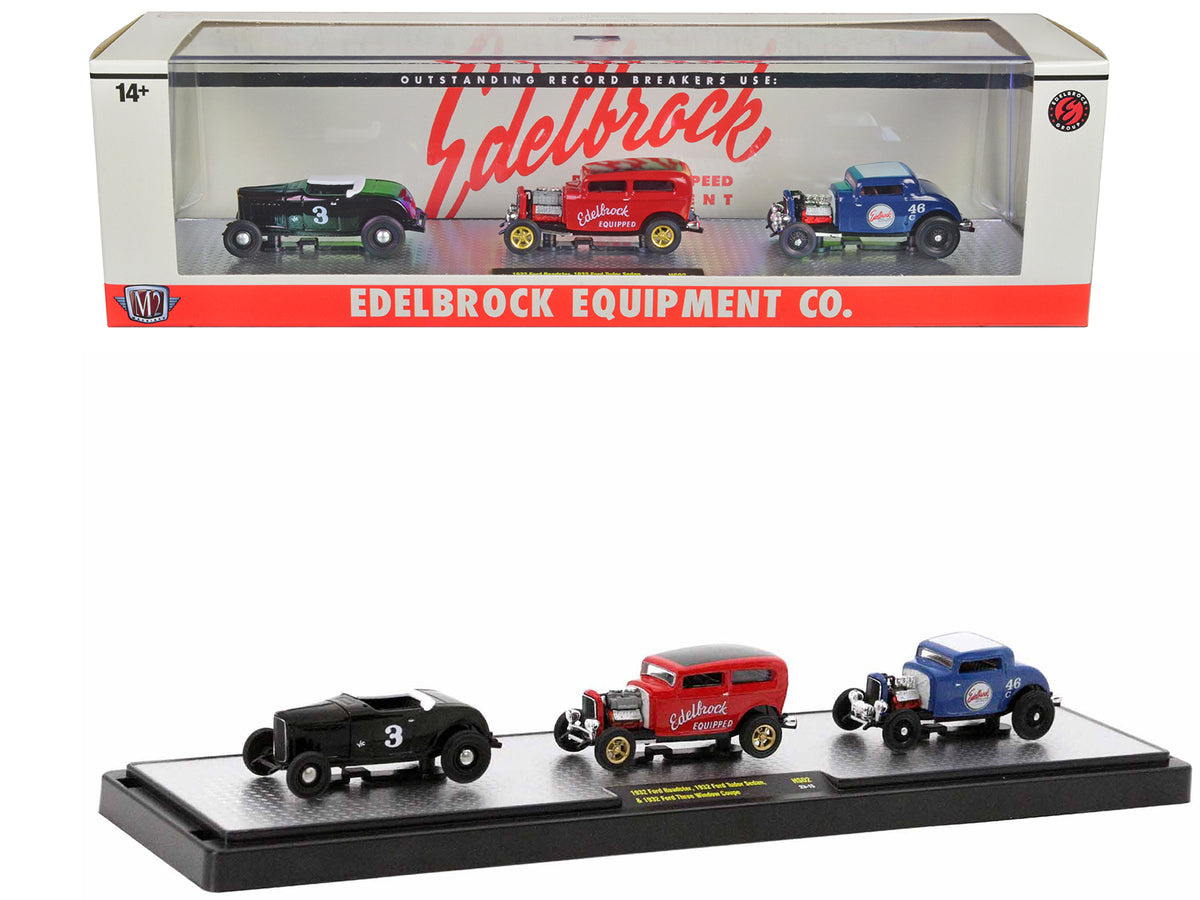 "Edelbrock Equipment Co." Set of 3 Pieces 1/64 Diecast Models by M2 Machines
