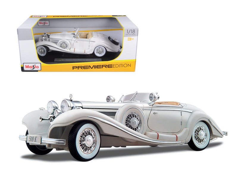 1936 Mercedes Benz 500 K Special Roadster White 1/18 Diecast Model Car - Maisto