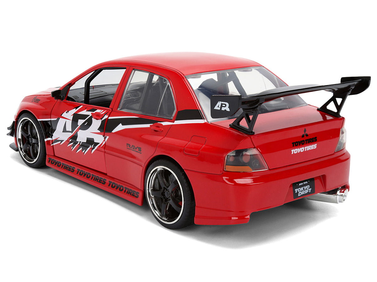 Sean's Mitsubishi Lancer Evolution IX RHD (Right Hand Drive) Red with Graphics "The Fast and the Furious: Tokyo Drift" (2006) Movie "Fast & Furious 25 Years" Series 1/24 Diecast Model Car by Jada