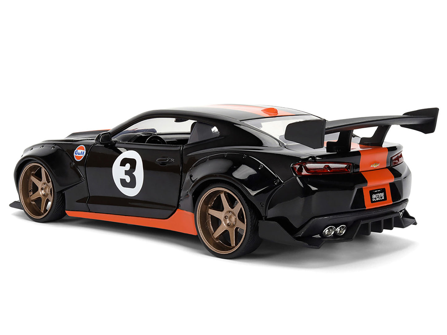 2016 Chevrolet Camaro #3 "Gulf Oil" Black with Orange Stripe "Wide Body" Series 1/24 Diecast Model Car by Jada <h2>2016 Jada</h2> <p>High-quality perfect for collectors and enthusiasts. Features detai