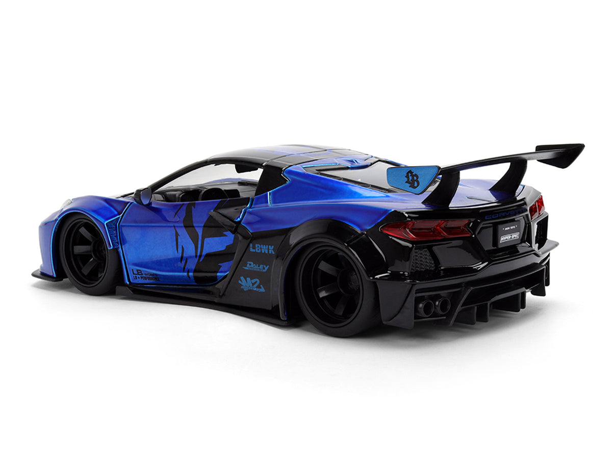 Chevrolet Corvette C8 "Liberty Walk" Candy Blue and Black "Hyper-Spec" Series 1/24 Diecast Model Car by Jada