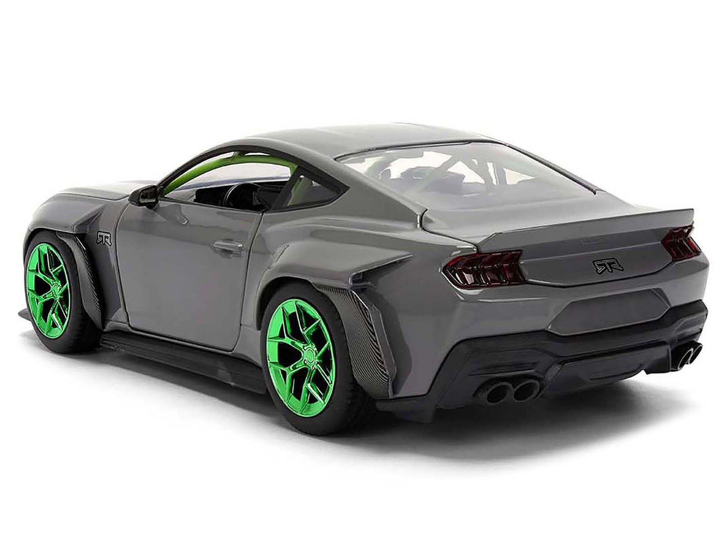 2024 Ford Mustang RTR Gray with Green Wheels "Bigtime Muscle" Series 1/24 Diecast Model Car by Jada <h2>2024 Jada</h2> <p>High-quality perfect for collectors and enthusiasts. Features detailed interio