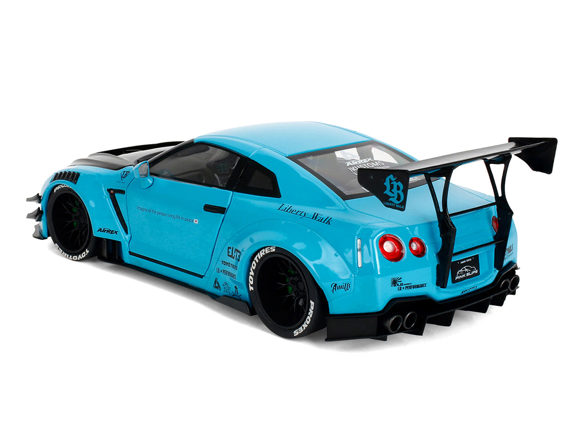 Nissan GT-R (R35) Liberty Walk Body Kit 2.0 Blue 1/18 Scale Model Kit - Jada