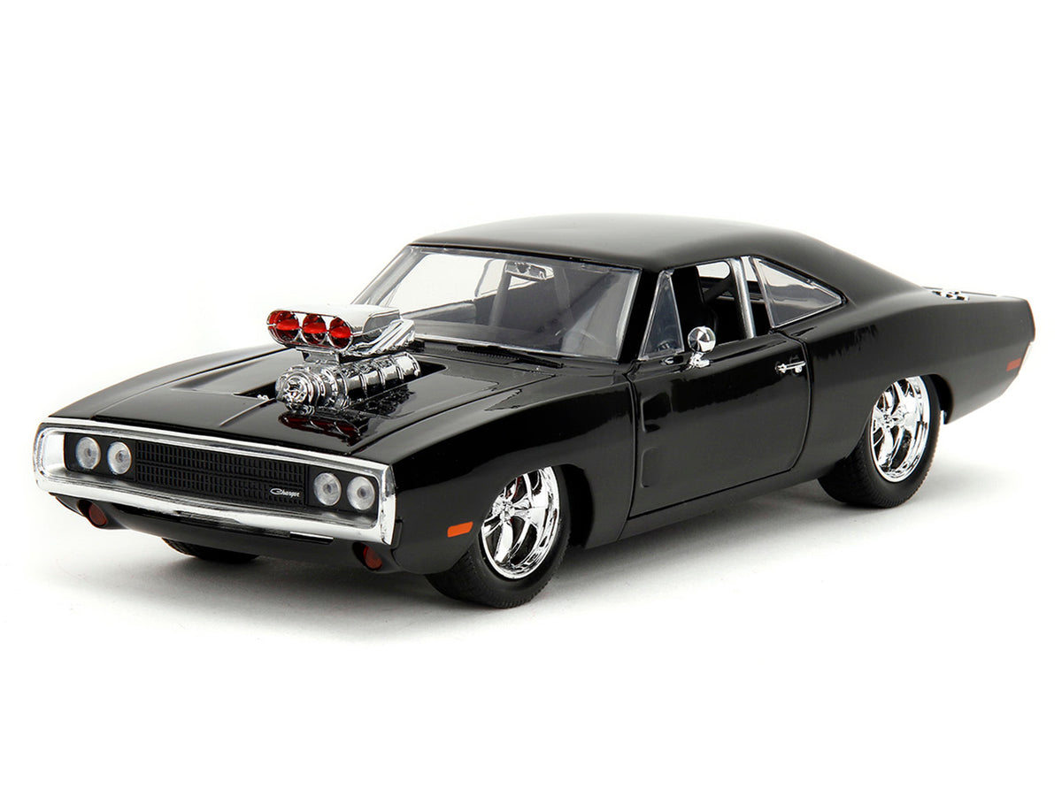 Dom's 1970 Dodge Charger R/T Black and Brian's Toyota Supra Orange with Graphics Set of 2 Cars "Fast & Furious 25th Anniversary" "Fast & Furious" Series 1/24 Diecast Model Cars by Jada