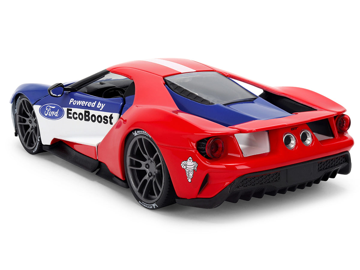 2017 Ford GT Blue Red White Stripes Michelin 1/24 Scale Figure Set - Jada