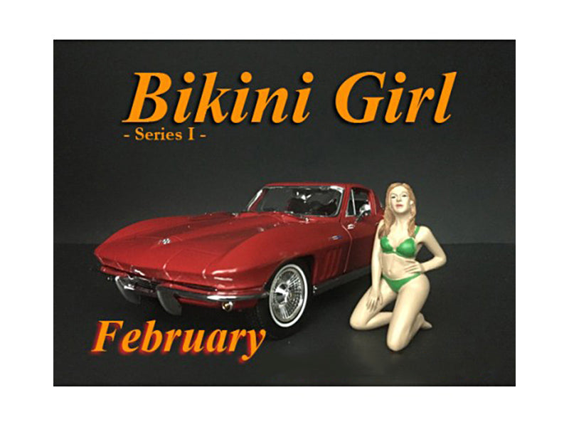 February Bikini Calendar Girl Figurine for 1/24 Scale Models - American Diorama