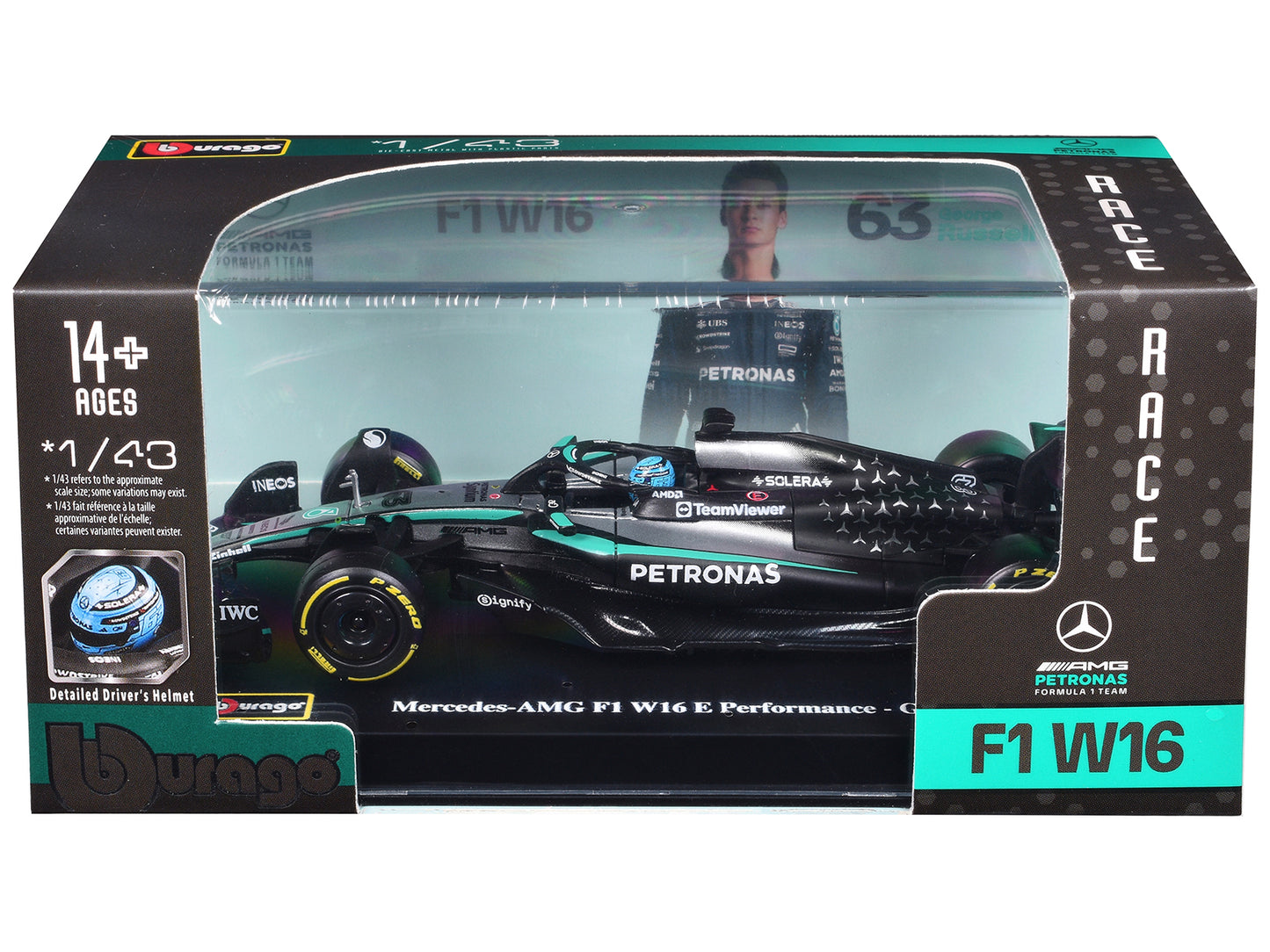 Mercedes-AMG F1 W16 E Performance #63 George Russell Formula One F1 "World Championship" (2025) 1/43 Diecast Model Car by Bburago