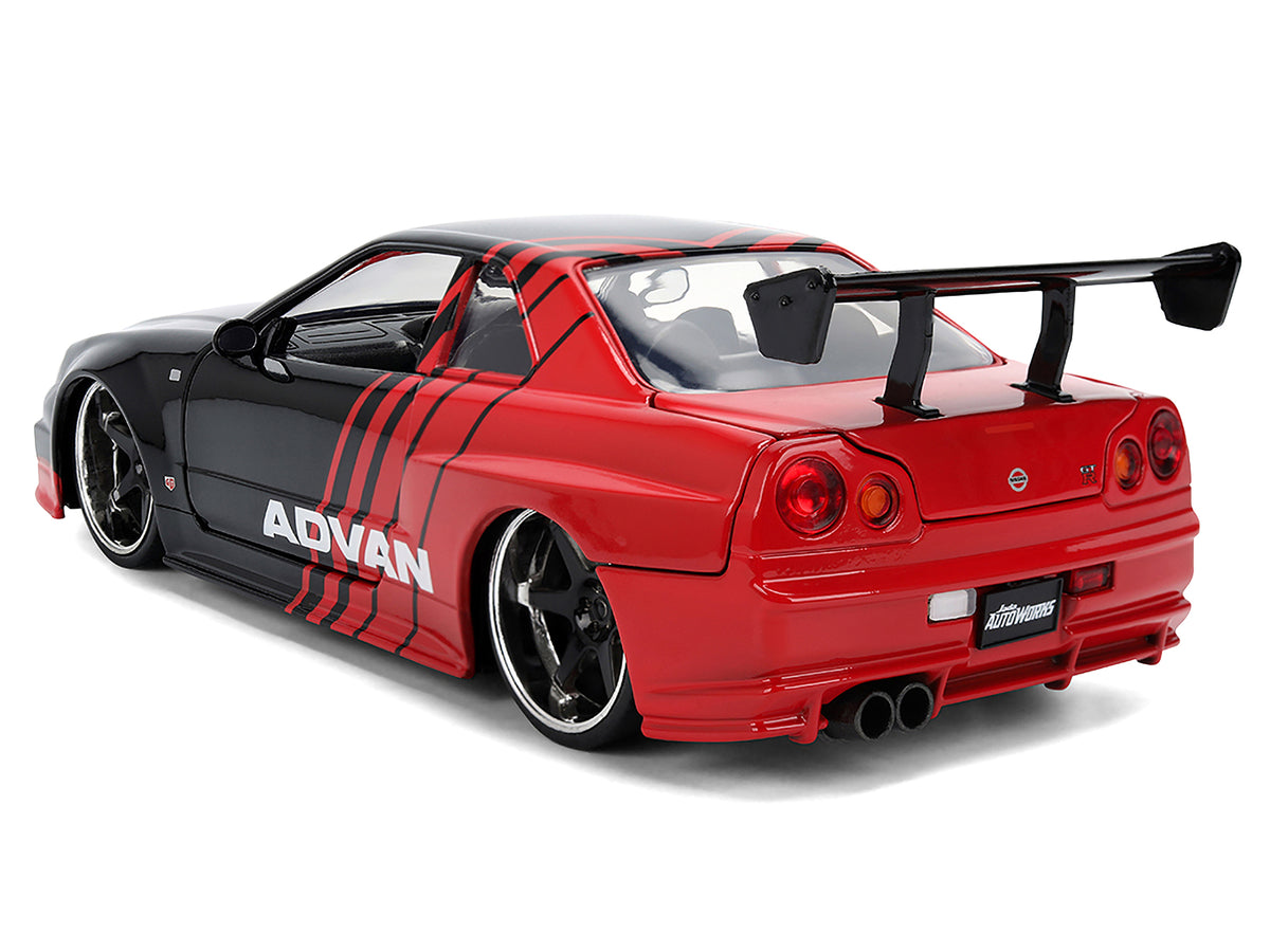 2002 Nissan Skyline GT-R (R34) RHD Black Red 1/24 Diecast Model Car - Jada