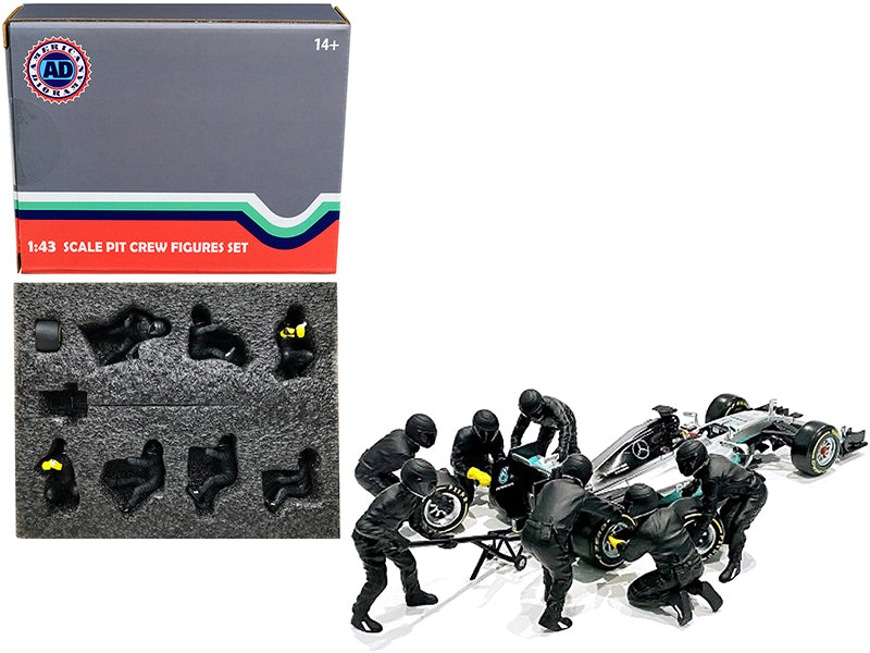 Formula One F1 Pit Crew 7 Figurine Team 1/43 Scale Figure Set - American Diorama