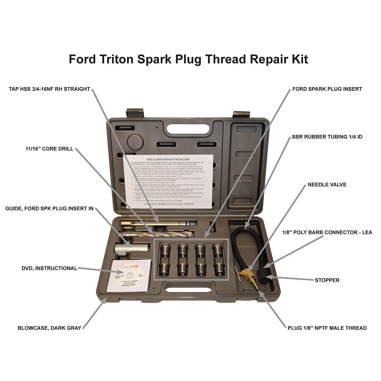 Cal-Van 2 Valve Ford Triton Tool Kit - Spark Plug Thread Repair Kit