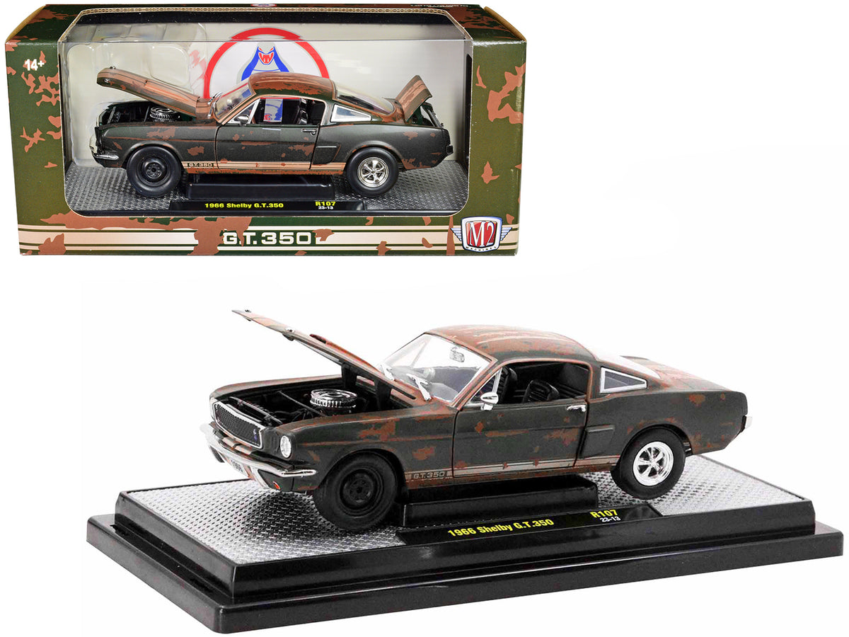 1966 Shelby GT350 Ivy Green Wimbledon White Stripes 1/24 Diecast Model Car - M2