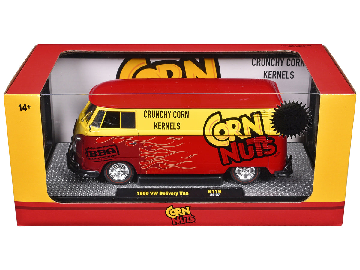 1960 Volkswagen Delivery Van Red Yellow 1/24 Diecast Model - M2