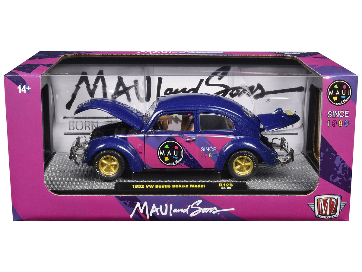 1952 Volkswagen Beetle Deluxe Model Purple Metallic 1/24 Diecast Model Car - M2