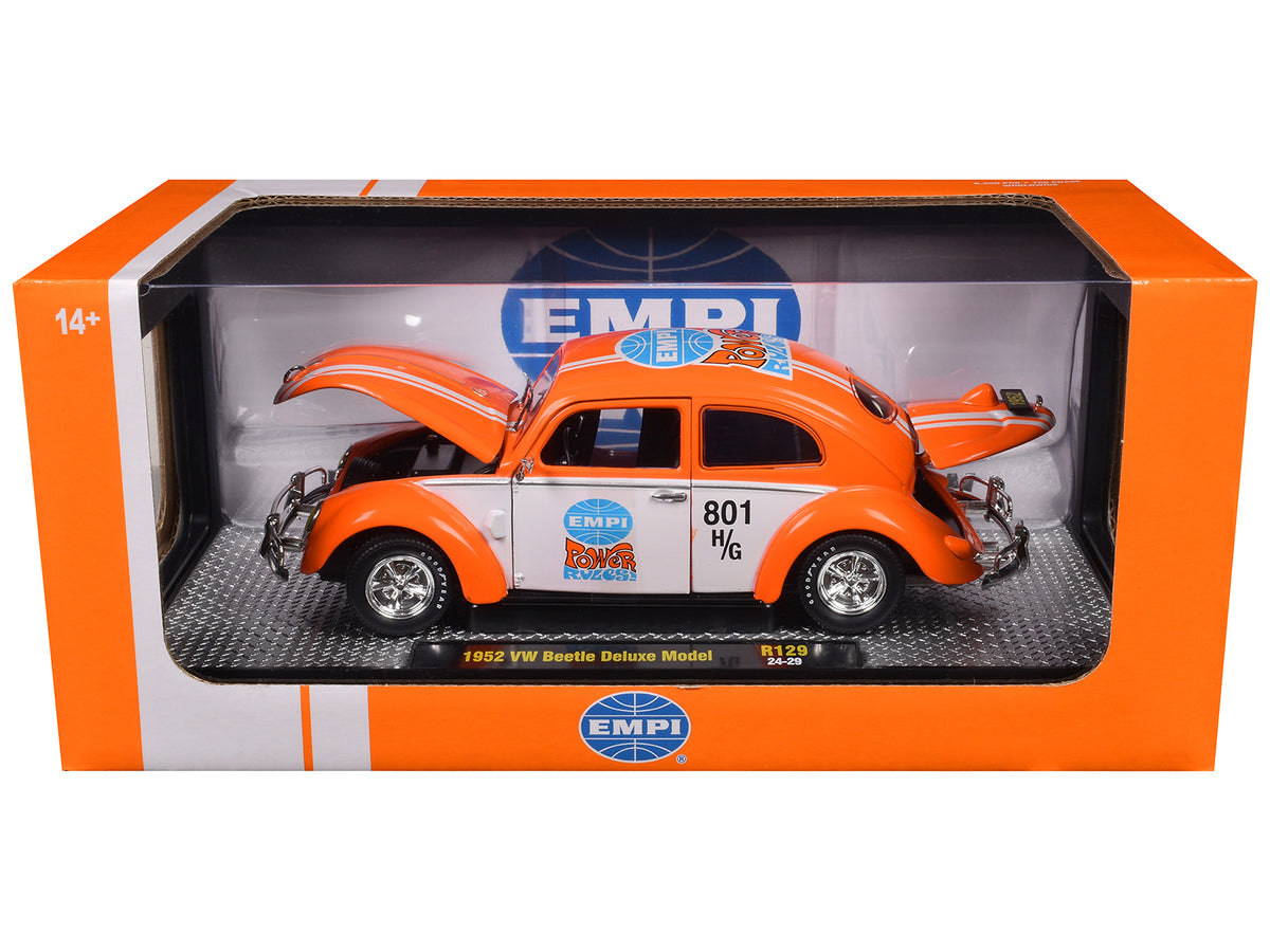 1952 Volkswagen Beetle Deluxe Model Orange White 1/24 Diecast Model Car - M2
