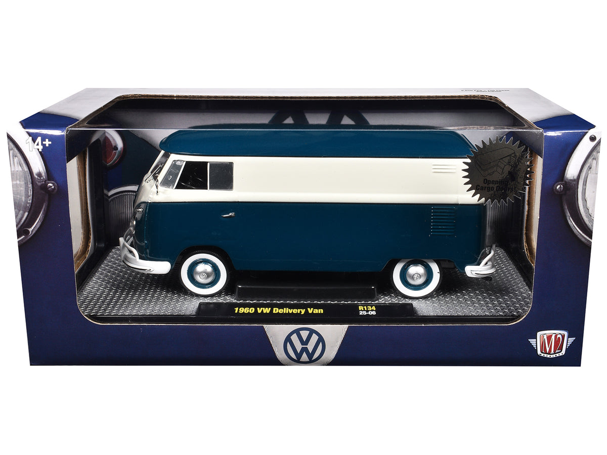 1960 Volkswagen Delivery Van Blue White 1/24 Diecast Model - M2