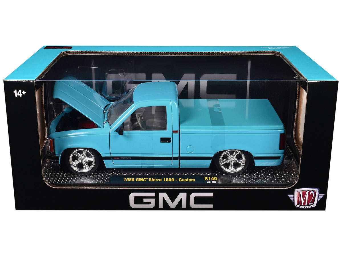 1988 GMC Sierra 1500 Custom Pickup Truck Light Blue 1/24 Diecast Model - M2