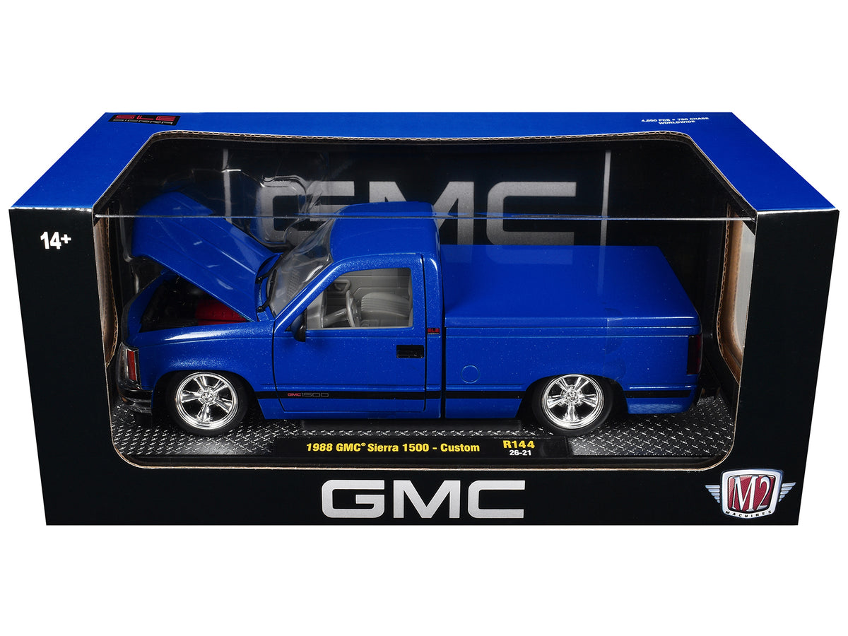 1988 GMC Sierra 1500 Custom Pickup Truck Blue Metallic 1/24 Diecast Model - M2