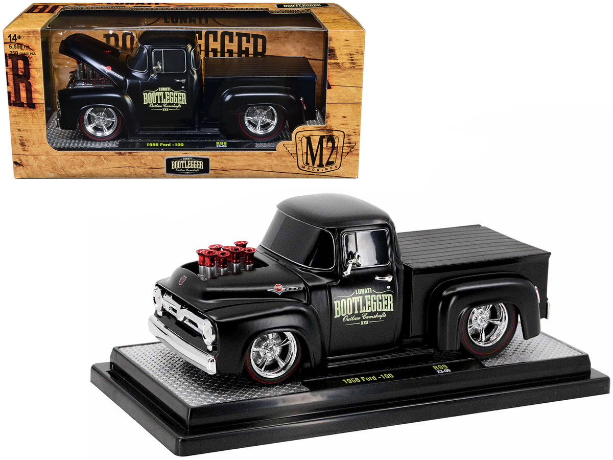 1956 Ford F-100 Pickup Truck Matt Black 1/24 Diecast Model - M2