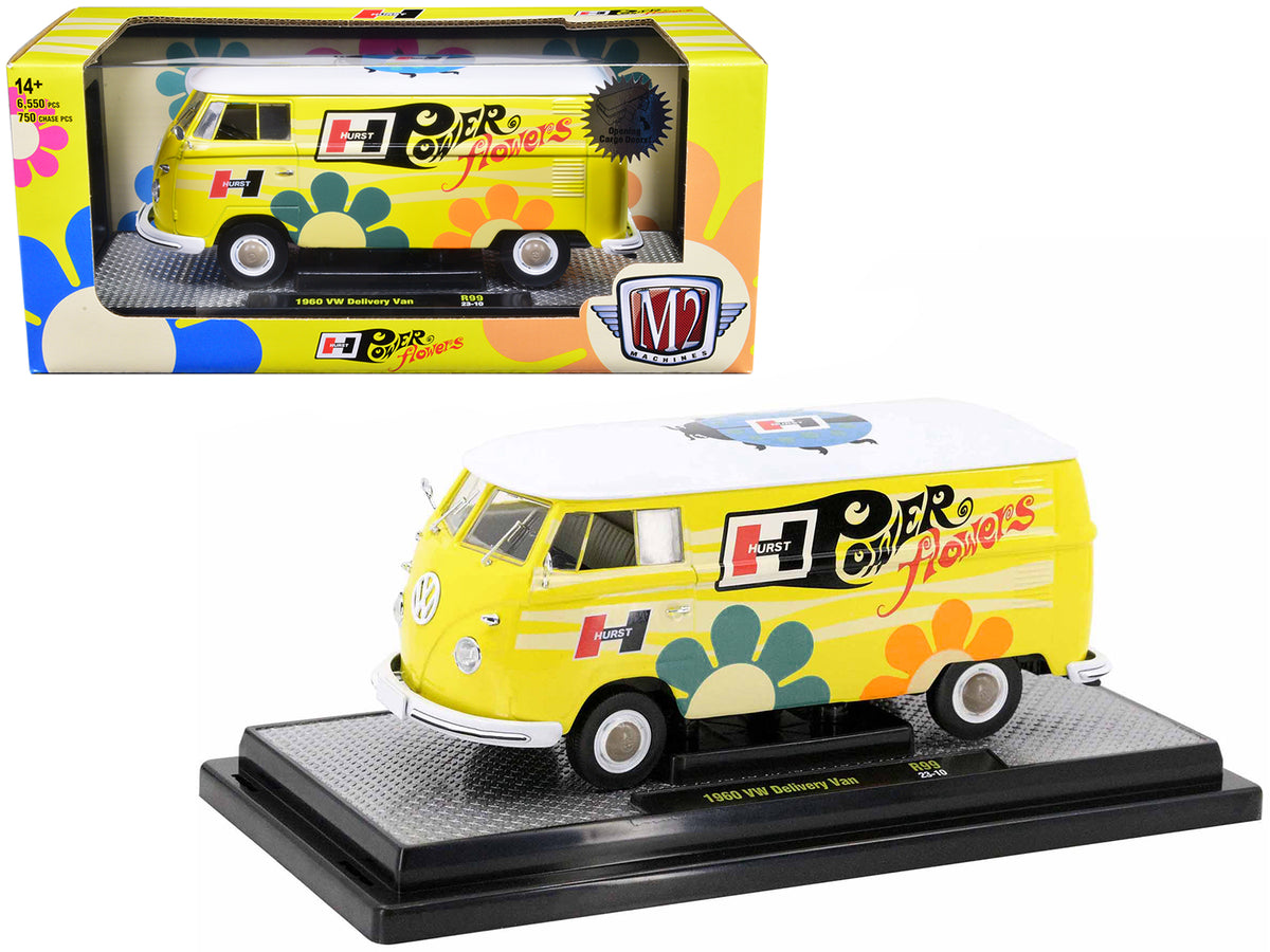 1960 Volkswagen Delivery Van Yellow Bright White Top 1/24 Diecast Model - M2