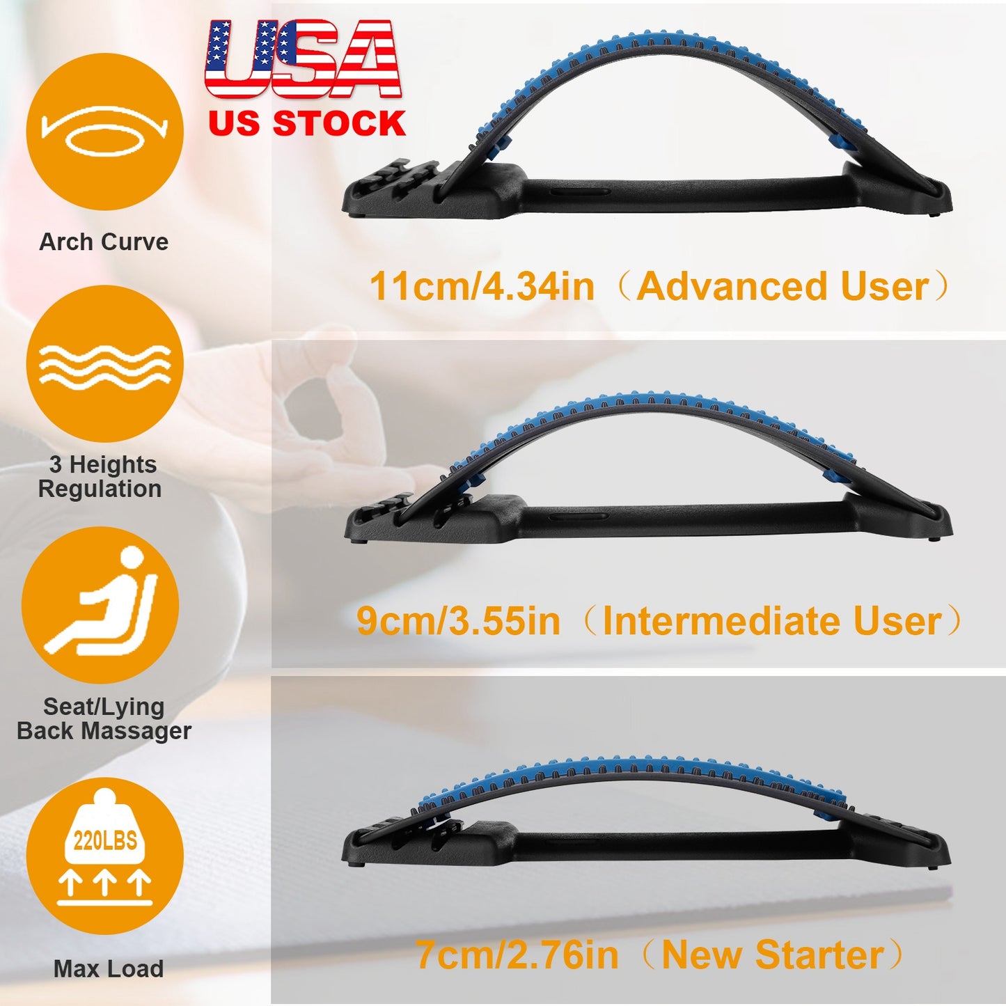 Back Massage Stretching Device Multi-Level Lumbar Spinal Support Stretcher Hern