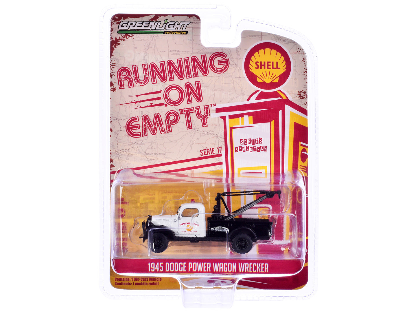GreenLight 1945 Dodge Power Wagon Wrecker Tow Truck "Shell Oil" White and Black "Running on Empty" Series 17 1/64 Diecast Model Car by <h2>1945 Greenlight</h2> <p>High-quality perfect for collectors e