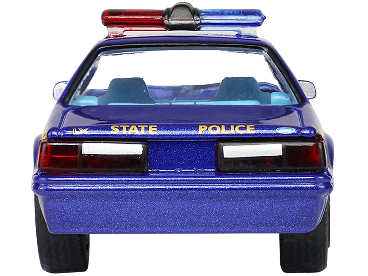 1988 Ford Mustang "New York State Police" Blue with Yellow Stripes and Blue Interior "Hot Pursuit" Series 8 1/64 Diecast Model Car by Greenlight