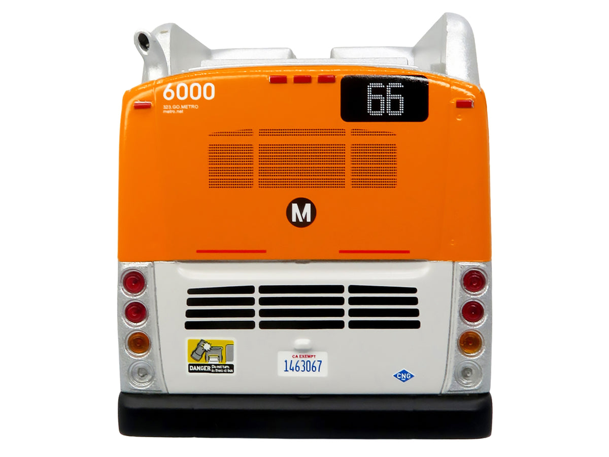 New Flyer Xcelsior Transit Bus Bank Los Angeles Metro Orange Silver 1/43 Model
