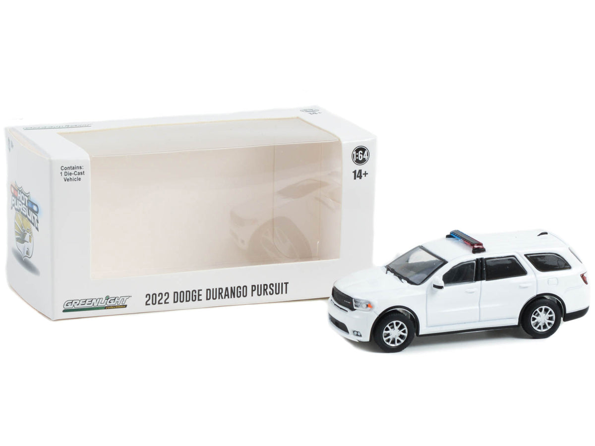 2022 Dodge Durango Pursuit Police Car with Lights White "Hot Pursuit" "Hobby Exclusive" Series 1/64 Diecast Model Car by Greenlight