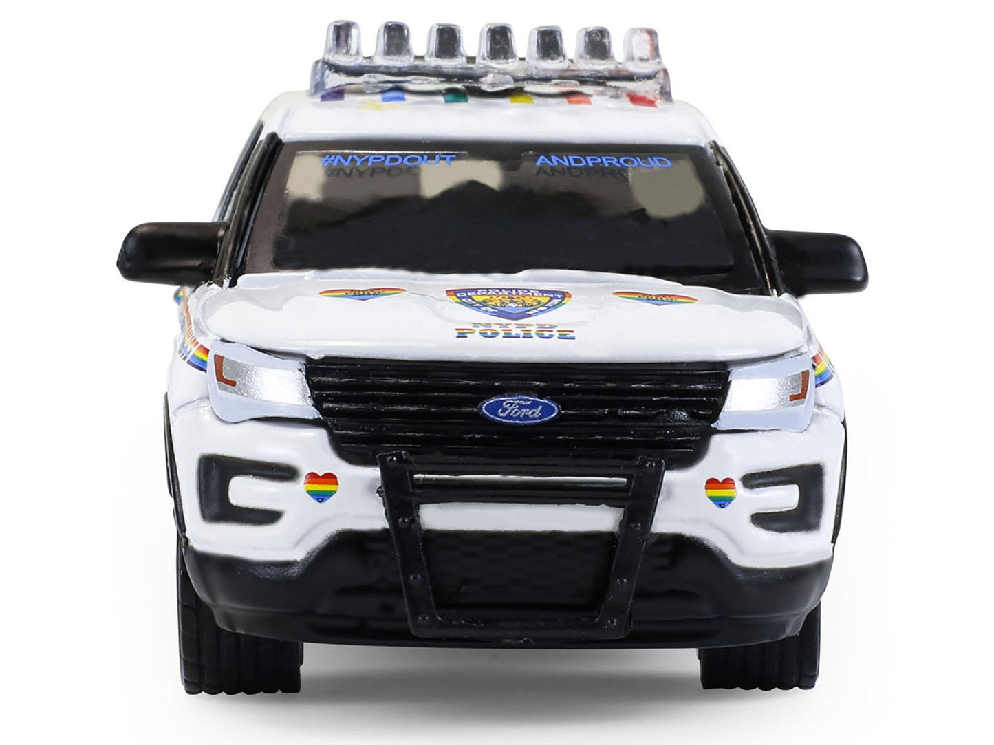 GreenLight 2016 Ford Police Interceptor Utility "New York Department (NYPD) Pride Livery" White with Rainbow Stripes "Hot Pursuit" Series 47 1/64 Diecast Model Car by <h2>2016 Greenlight</h2> <p>High-