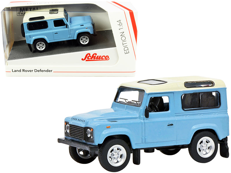 Land Rover Defender Light Blue with Cream Top 1/64 Diecast by Schuco