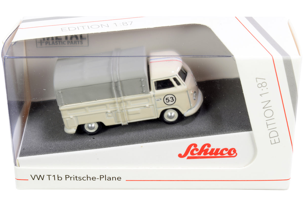 Volkswagen T1b Pritsche Plane Pickup Truck with Canopy #53 Cream 1/87 Diecast
